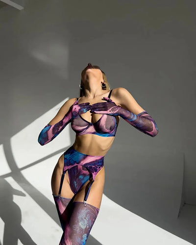 Serena - 5-Piece Tie-Dye Lingerie Set