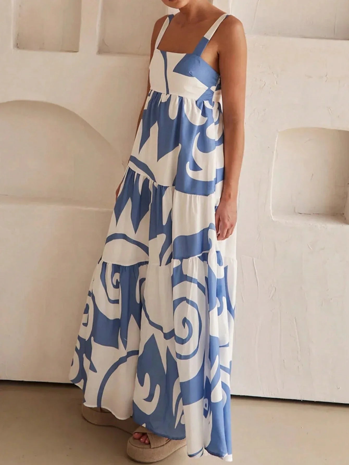 Tamara - Classic Strappy Printed Maxi Dress