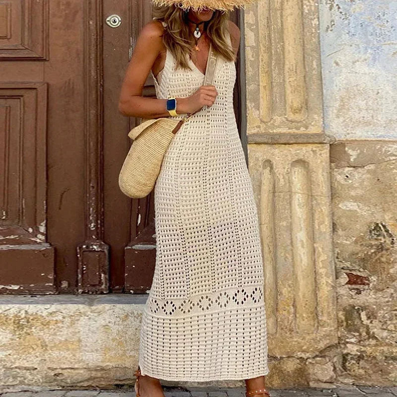 Shaira - Chic Knitted Sleeveless Maxi Dress