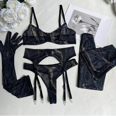 Serena - 5-Piece Tie-Dye Lingerie Set