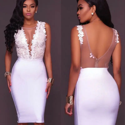 Sexy Lace Floral Bodysuit - Sleeveless Bodycon Jumpsuit For Party & Club