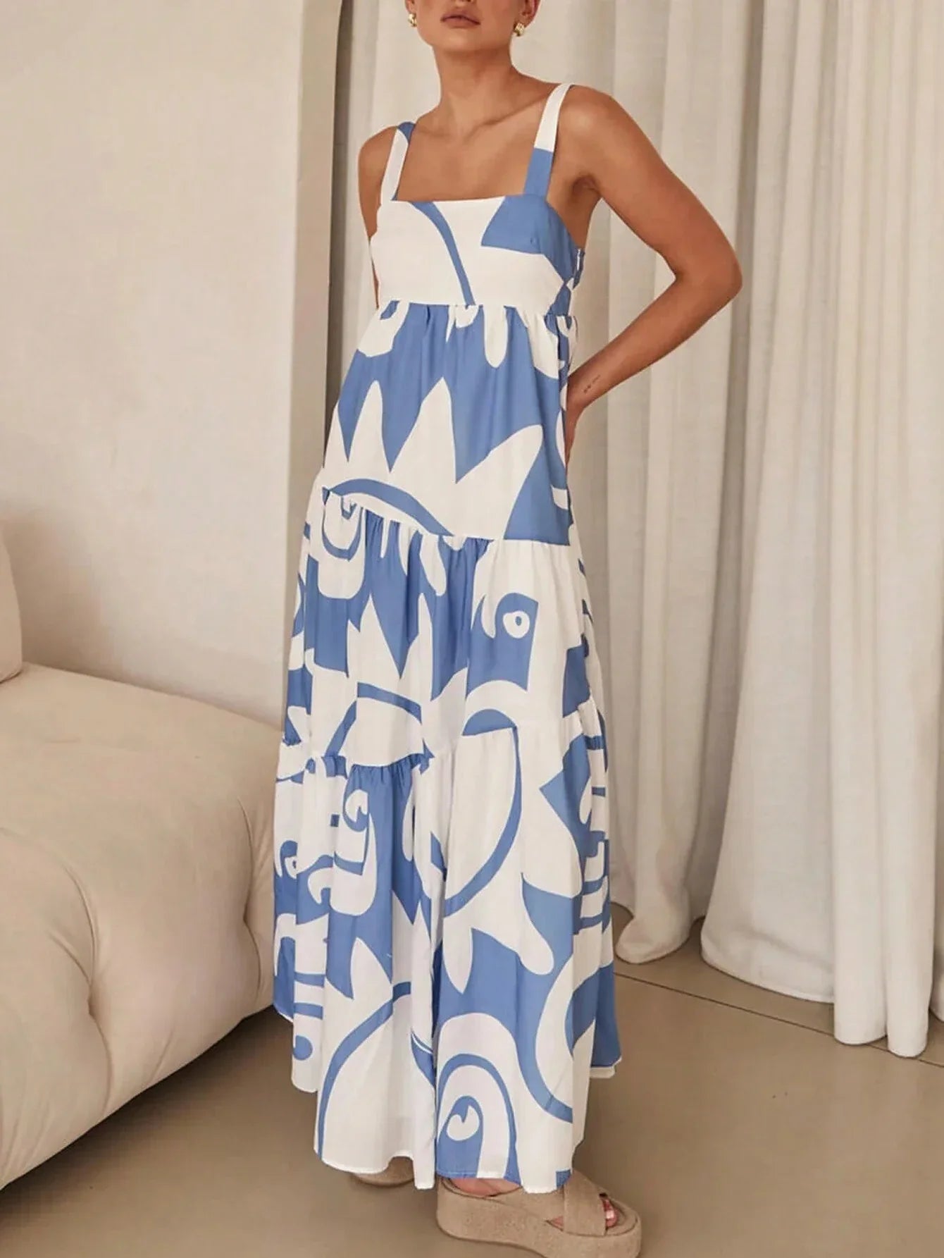 Tamara - Classic Strappy Printed Maxi Dress