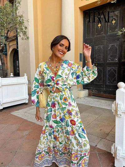 Lovi - Elegant Floral Printed Maxi Dress