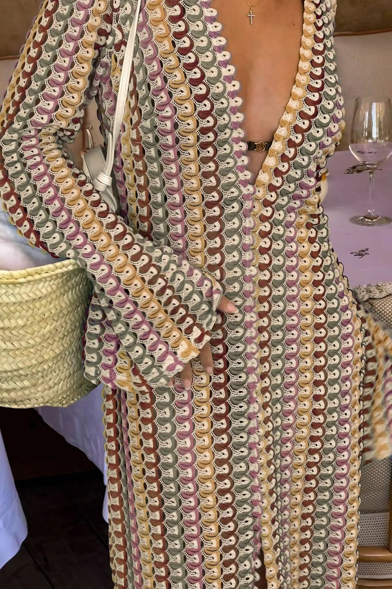 Kyline - StylishV-Neck Flare Sleeve Maxi Dress