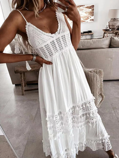 Lucille - Casual Lace Sleeveless Maxi Dress