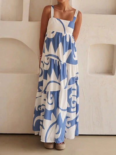 Tamara - Classic Strappy Printed Maxi Dress