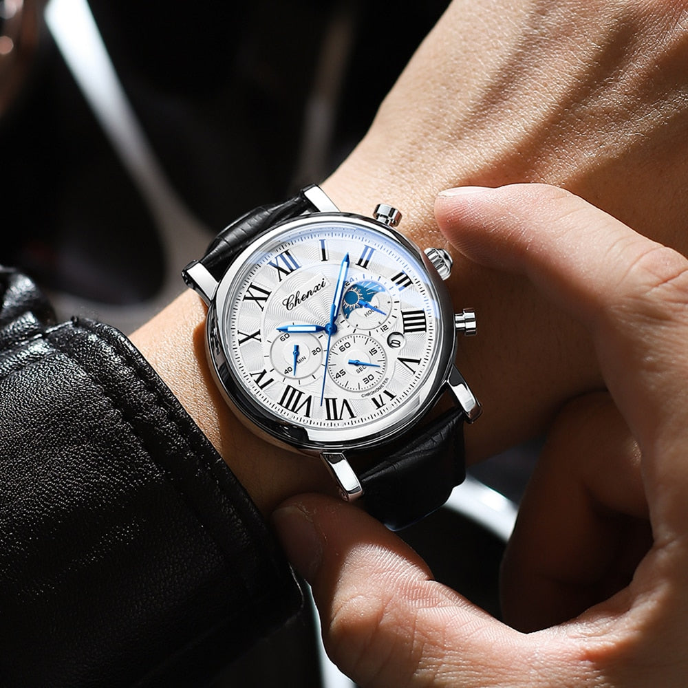 Luxurious Quartz Watch Made from Elegant Leather