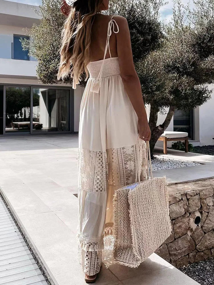 Lucille - Casual Lace Sleeveless Maxi Dress