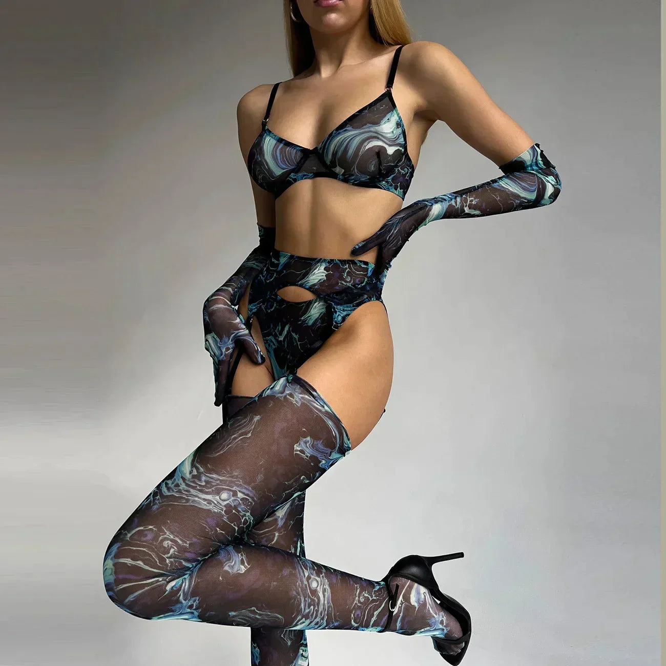 Serena - 5-Piece Tie-Dye Lingerie Set