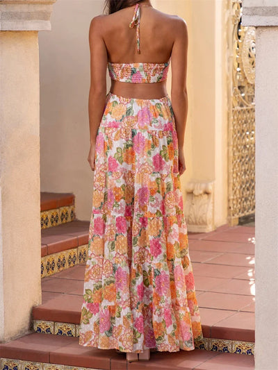 Maristella - Elegant Strappy Boho Style Maxi Dress