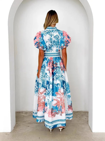 Kenchin - Casual Short Sleeve Belted Maxi Dress
