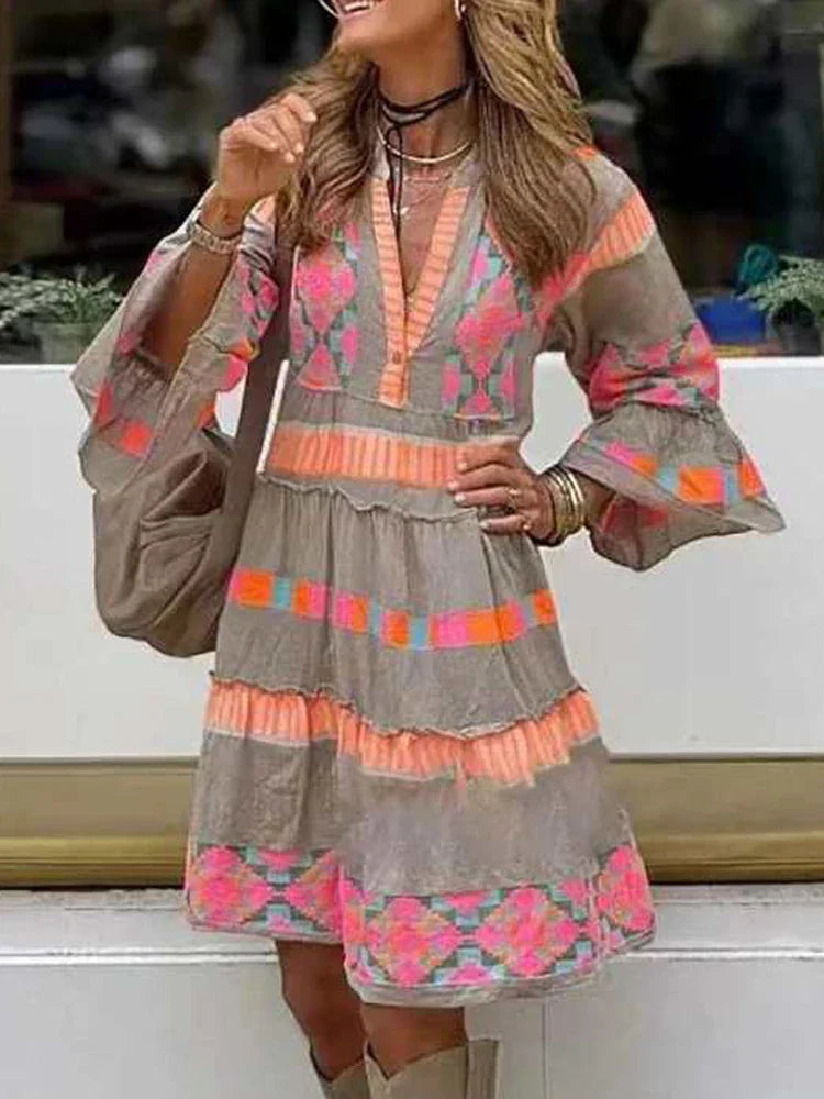 Kissia™ - Artistic Boho Print Dress