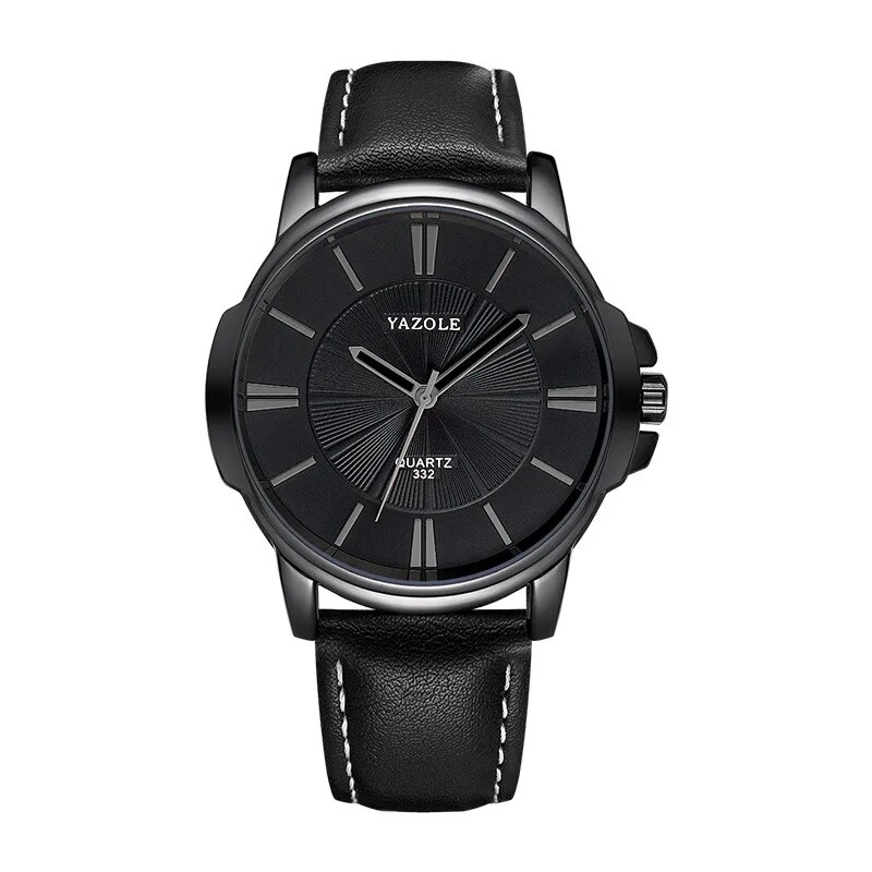 Luxurious Leather Watch with Blue Glass Dial