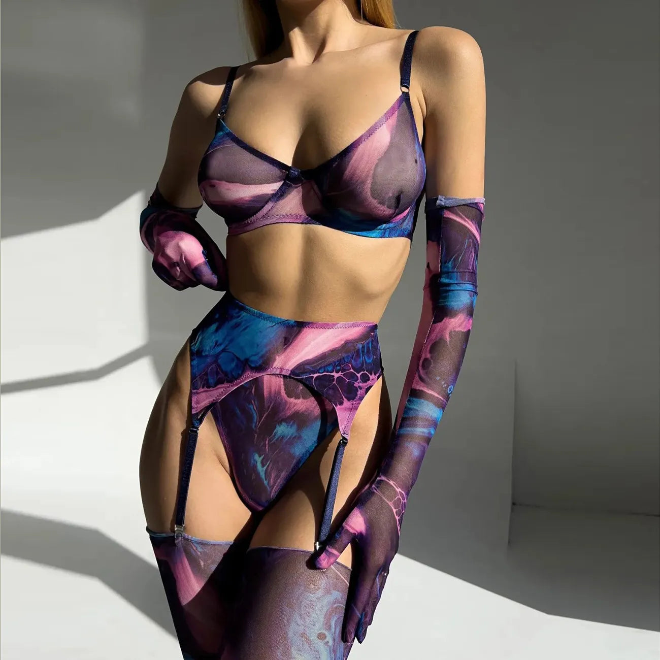 Serena - 5-Piece Tie-Dye Lingerie Set