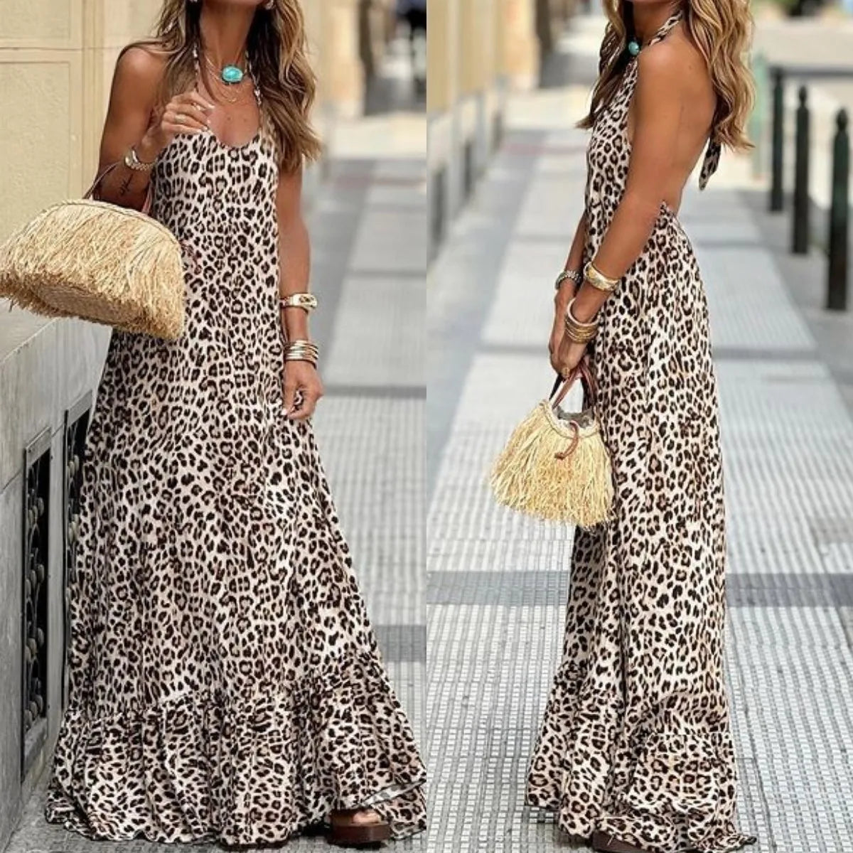 Maureen - Elegant Backless Halter Neck Maxi Dress
