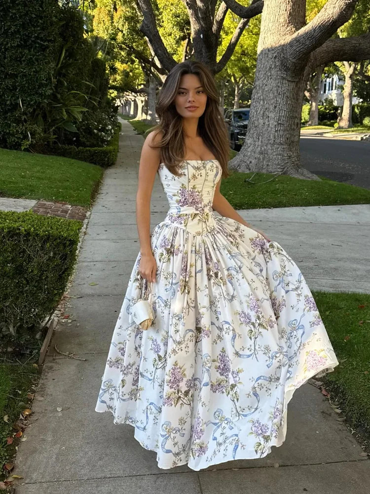 Chantel - Stunning Printed Floral A-Line Maxi Dress