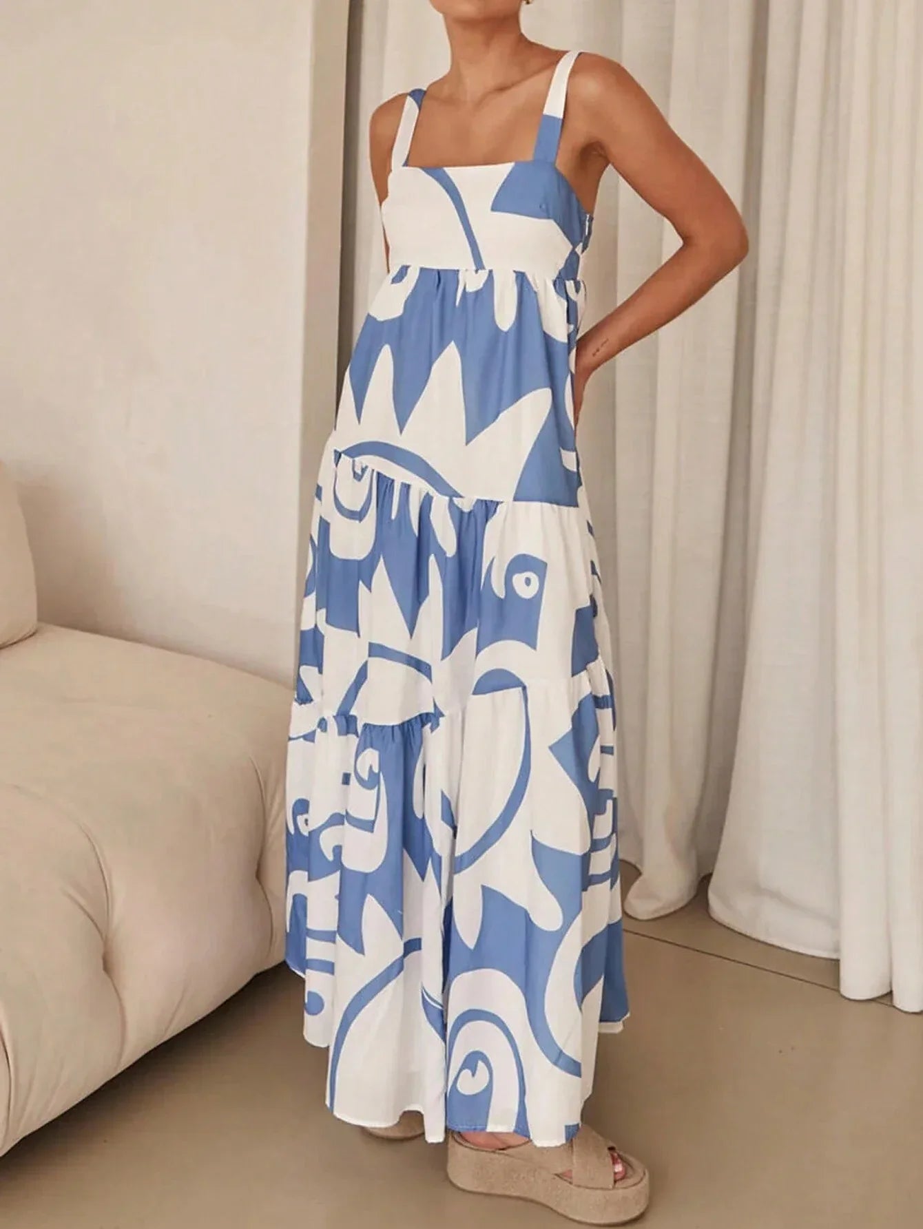 Tamara - Classic Strappy Printed Maxi Dress