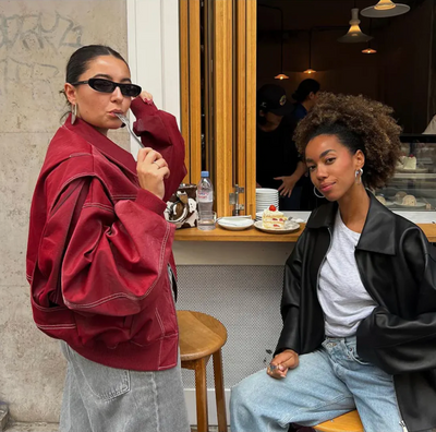 Faye - Oversized Red Leather Jacket