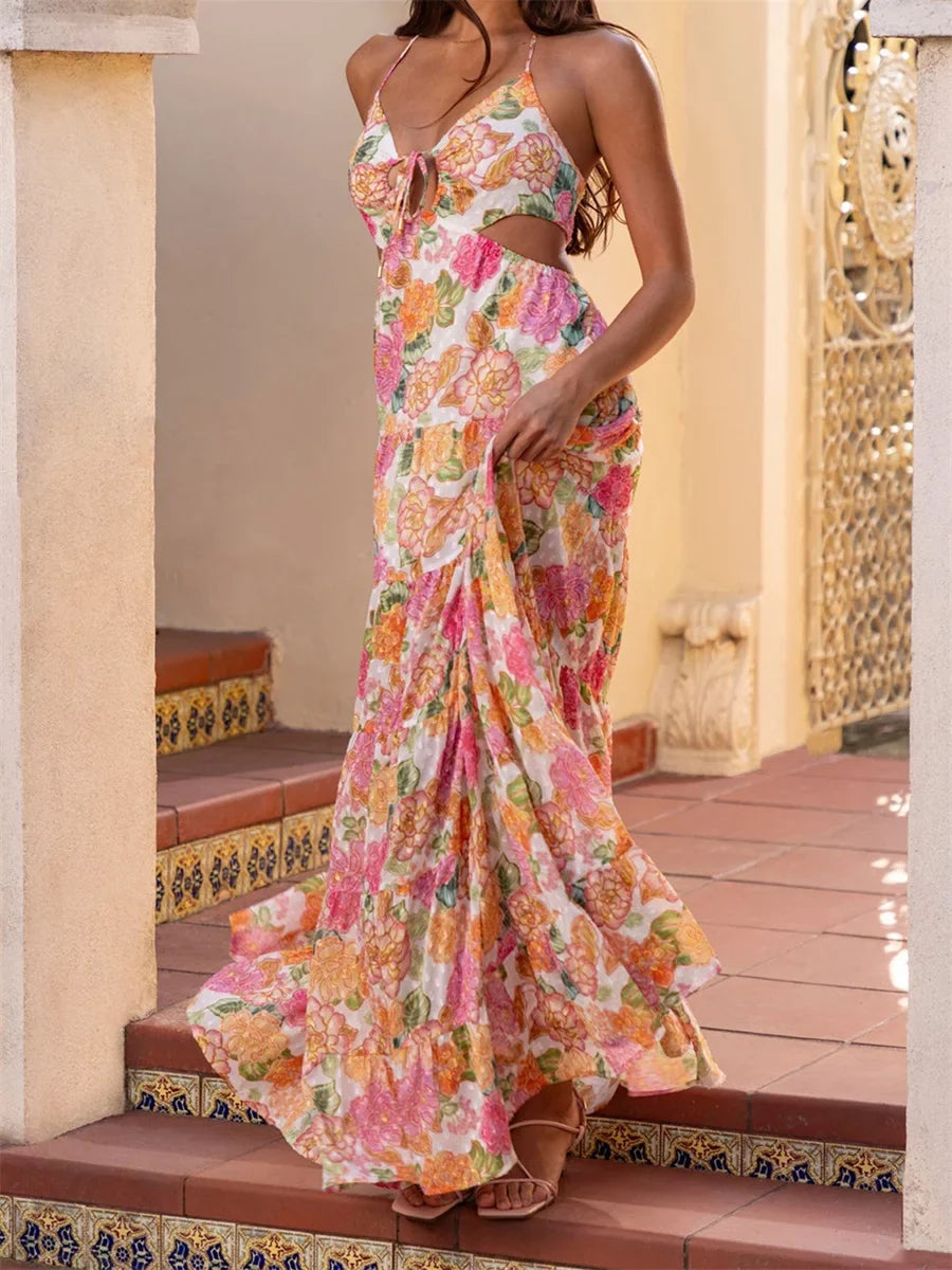 Maristella - Elegant Strappy Boho Style Maxi Dress