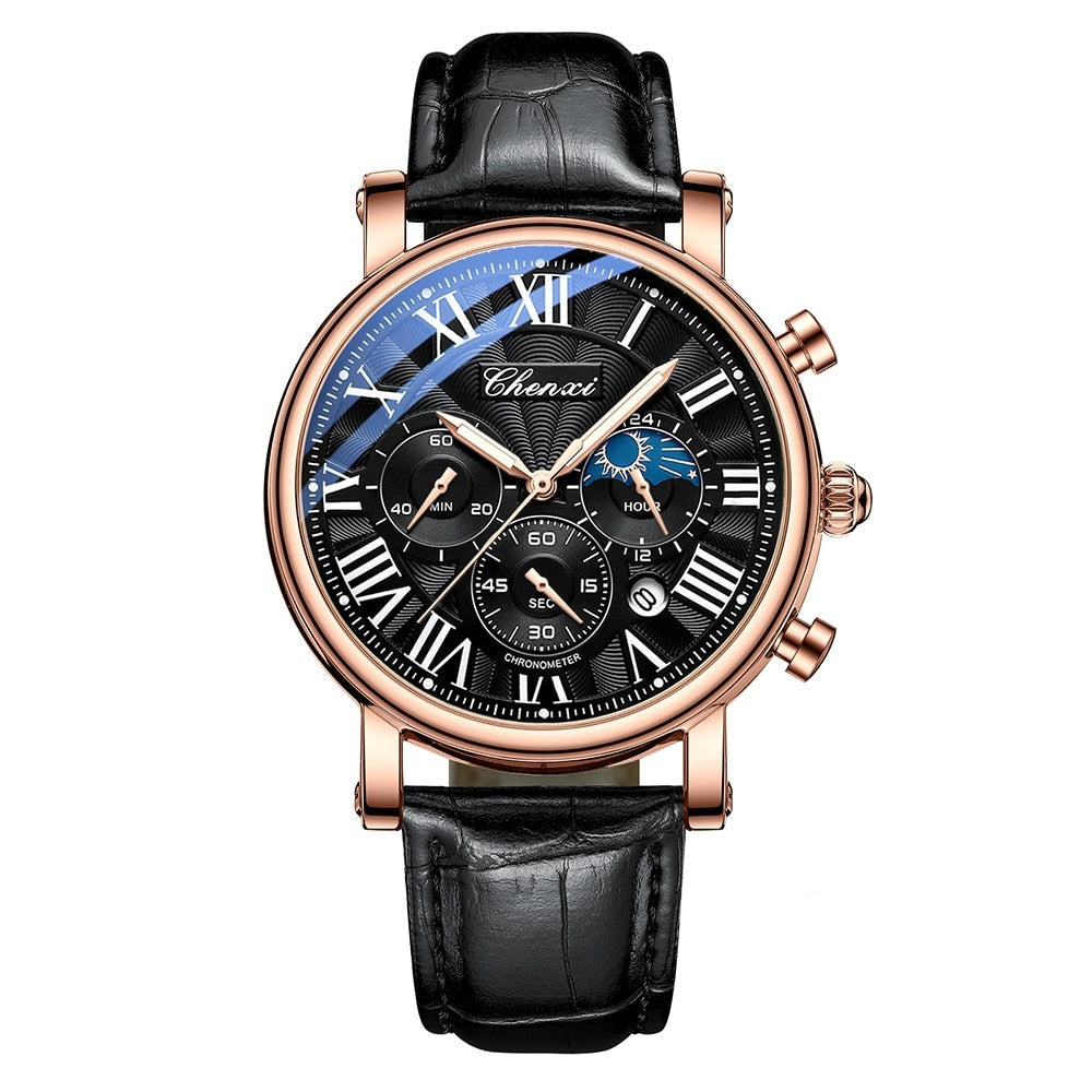 Luxurious Quartz Watch Made from Elegant Leather