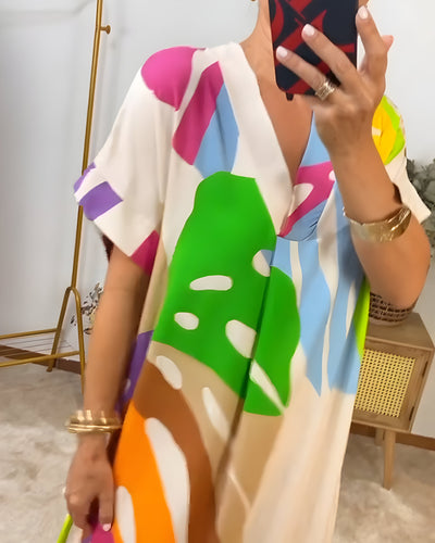 Roos™ - Casual Dress with Colorful Leaf Print