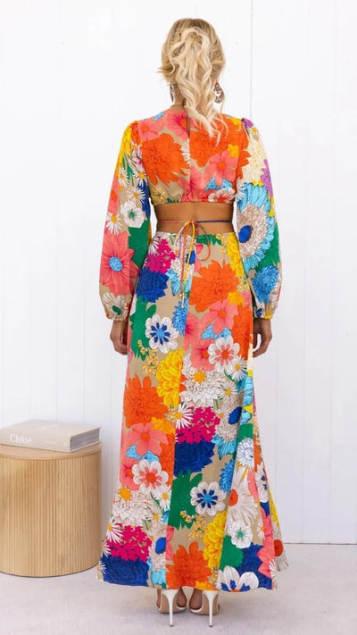 Chona - Classic Puff Sleeve Floral Maxi Dress