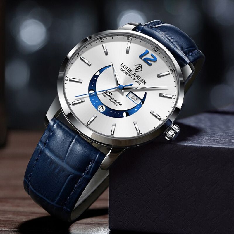 Elegant Luminous Watch with Moon Phase