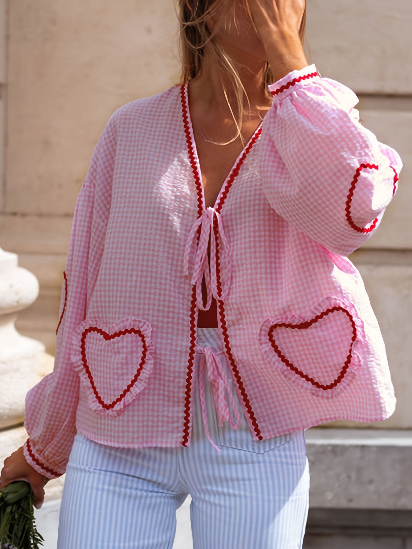 Belle | Classic Gingham Lantern Blouse