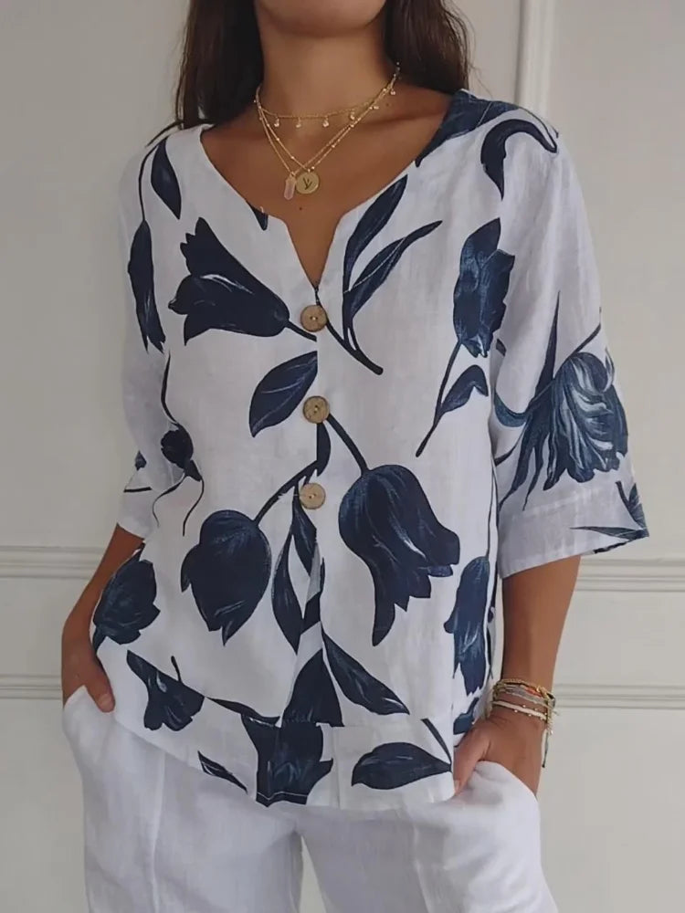 Cara | Floral Button-up Blouse