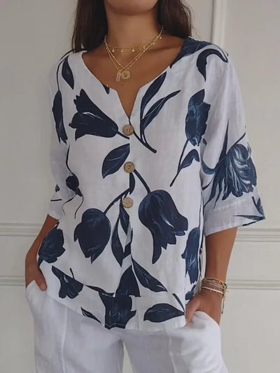 Cara | Floral Button-up Blouse
