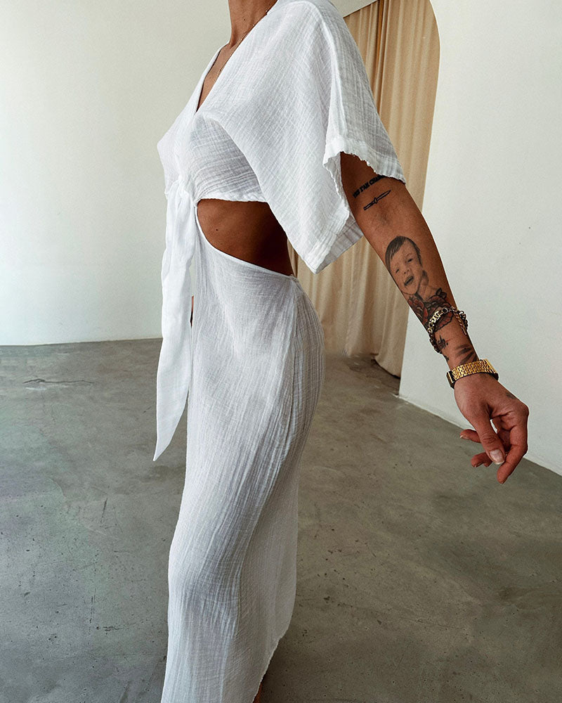Wency - Stunning Front Lace Up Maxi Dress