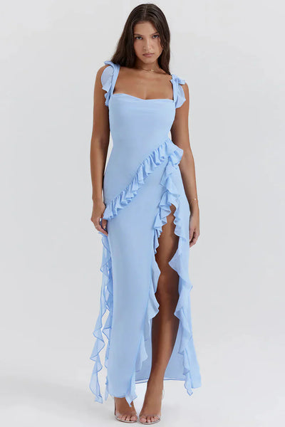 Shane - Elegant Ruffle Split Maxi Dress
