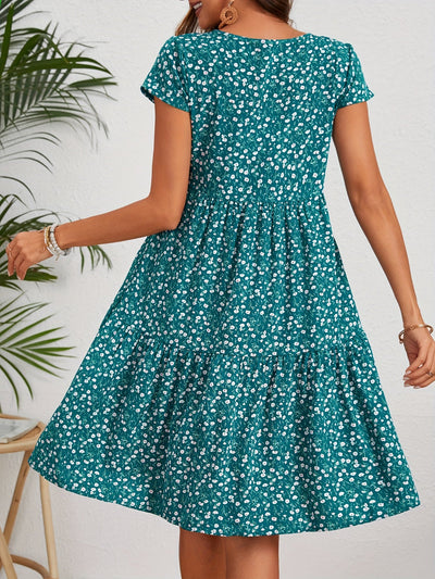 Callista - Floral Crew Neck Dress