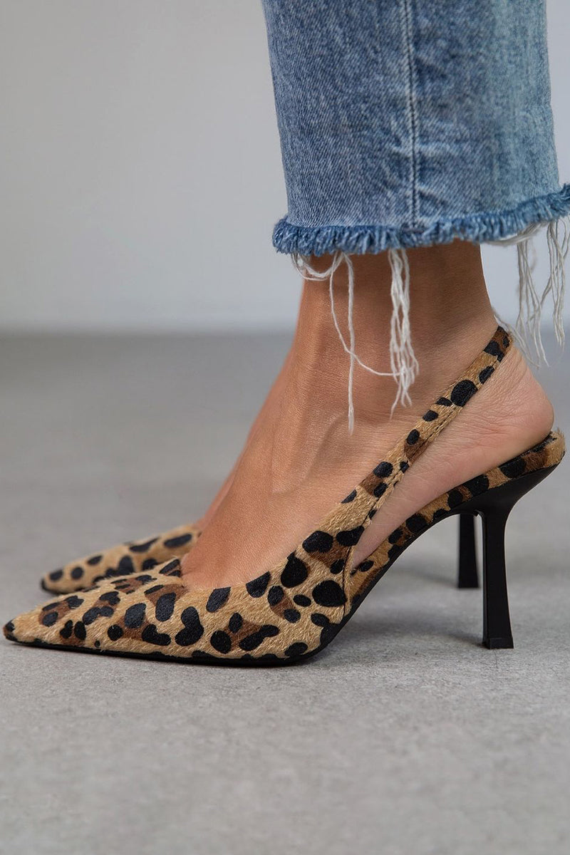 Laro™ – Pointed-Toe Court Shoes with Khaki Leopard Print