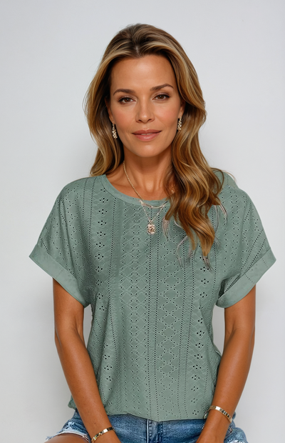 Nia | Casual Eyelet Blouse