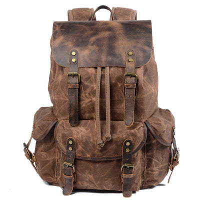 Salzburg - Linen and leather backpack