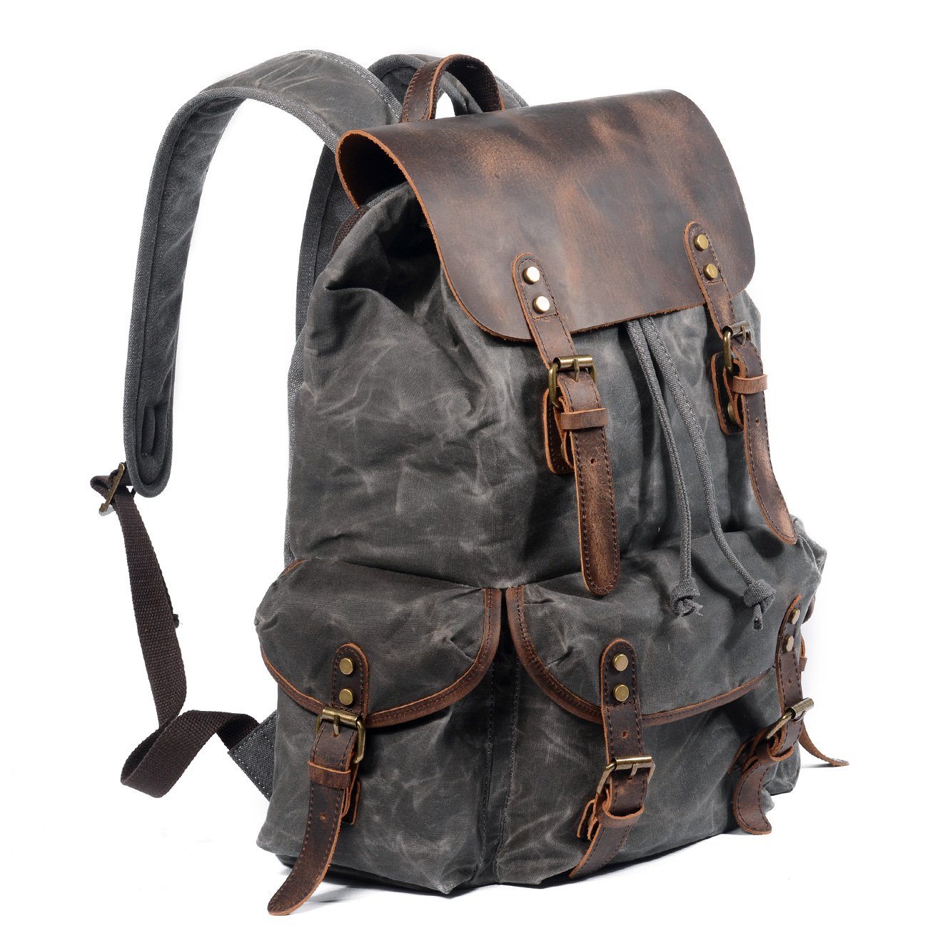 Salzburg - Linen and leather backpack
