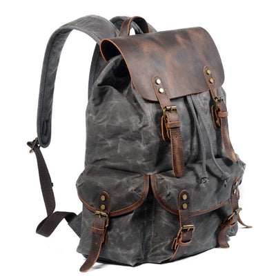Salzburg - Linen and leather backpack
