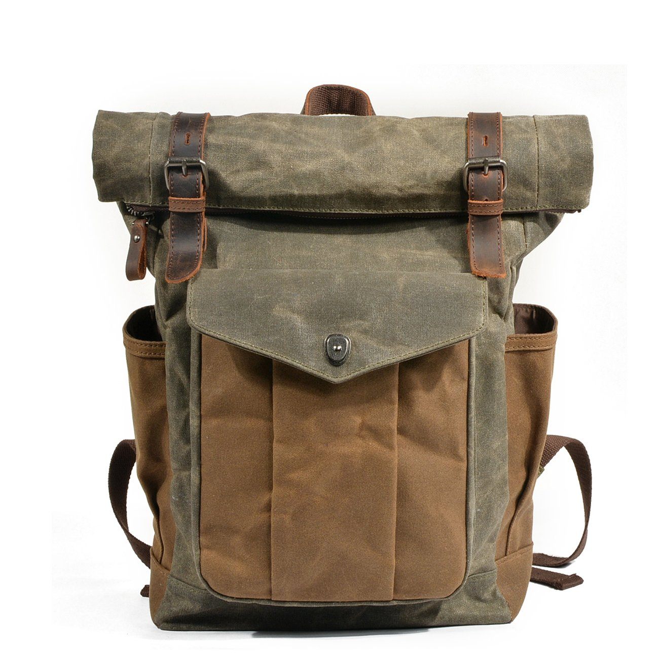 Marseille - Roll-top backpack made from wax-coated canvas