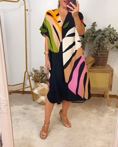 Roos™ - Casual Dress with Colorful Leaf Print