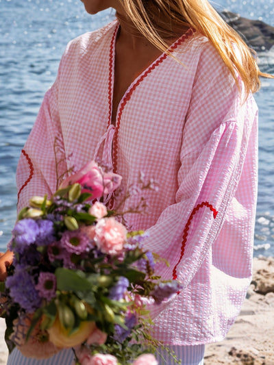 Belle | Classic Gingham Lantern Blouse
