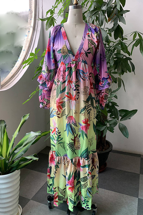Hannah - Tropical Print Maxi Dress