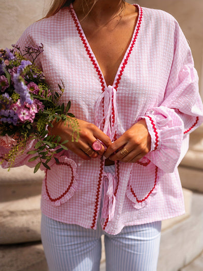 Belle | Classic Gingham Lantern Blouse