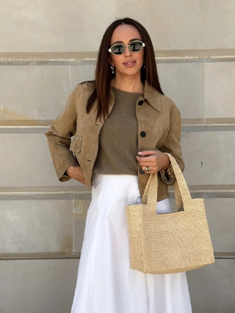 Karly - Beige Leather Jacket