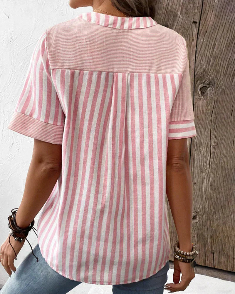 Nora | Striped Button-Down Top