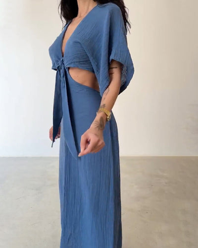 Wency - Stunning Front Lace Up Maxi Dress