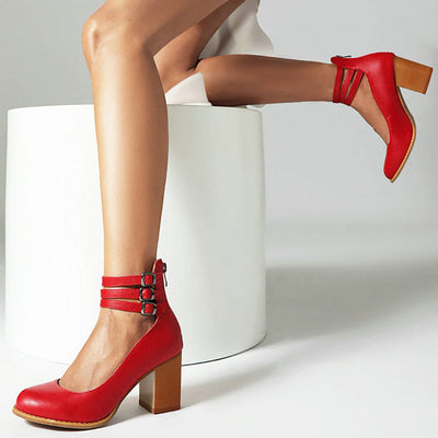 Caa™ – Sleek Sandals with Ankle Strap and Block Heel