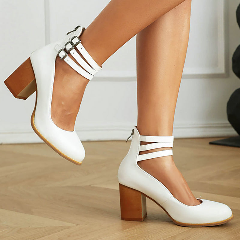 Caa™ – Sleek Sandals with Ankle Strap and Block Heel