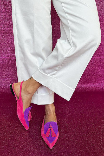 Rosaa™ – Colourful Ballet Flats with Fringes and Decorative Ankle Strap