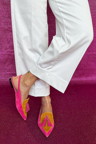 Rosaa™ – Colourful Ballet Flats with Fringes and Decorative Ankle Strap